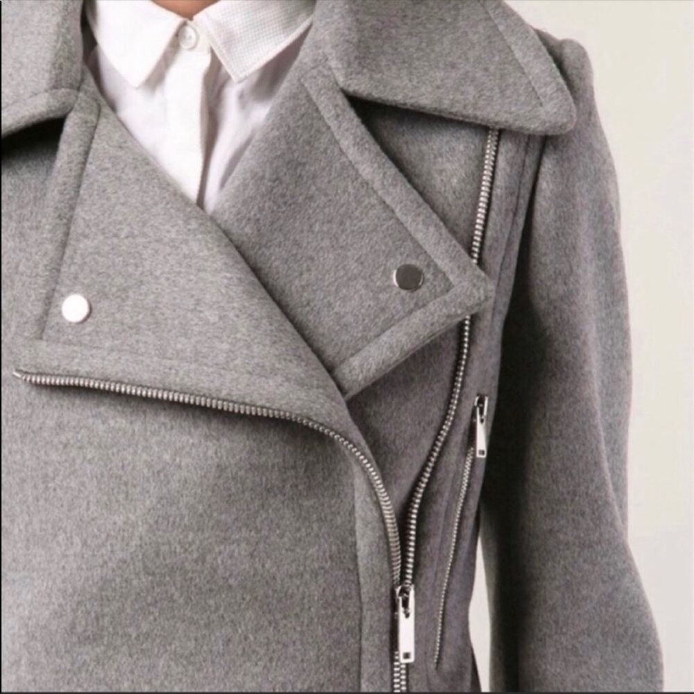 Rare! Stella McCartney Gray Wool Moto Biker Jacket Like New!